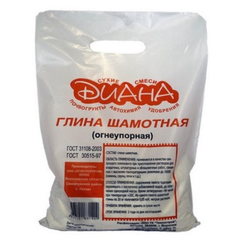 Глина шамотная (огнеупорная) 20 кг