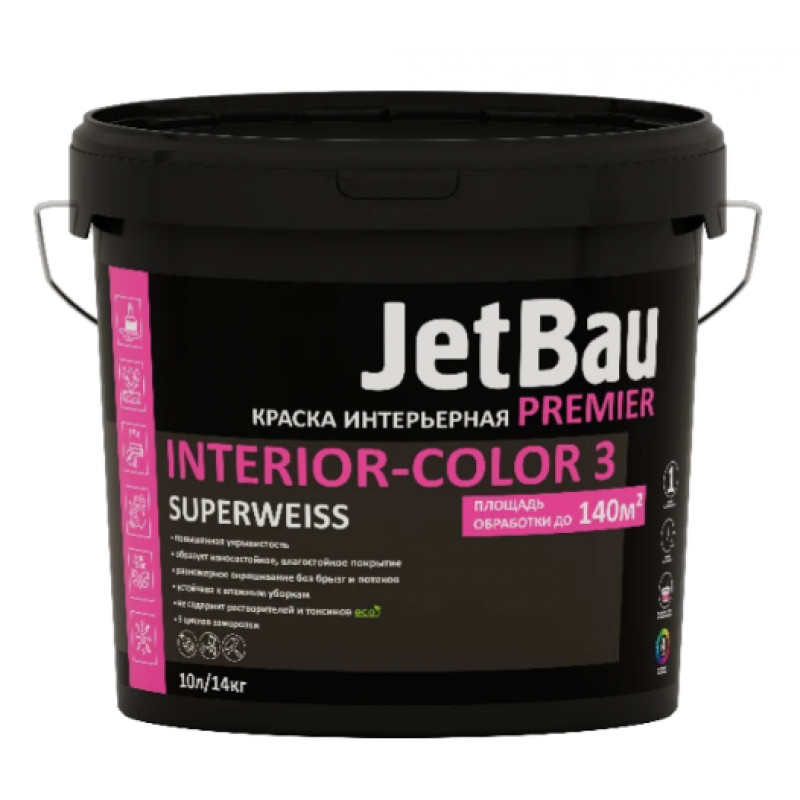 Краска интерьерная акриловая  ПРЕМЬЕР INTERIOR-COLOR 3 JETBAU 7 кг