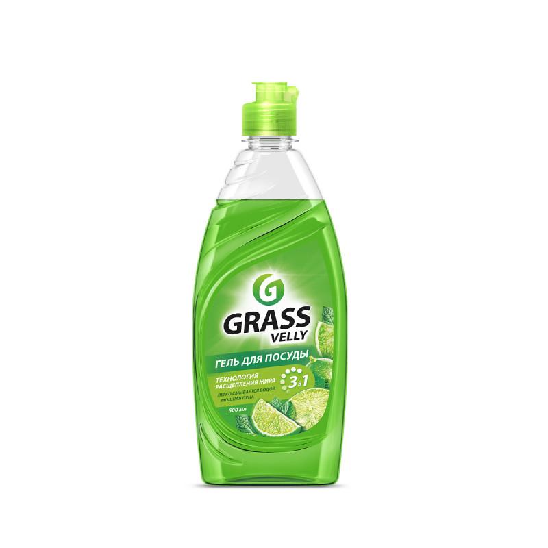125423 GRASS Velly premium Средство для мытья посуды лайм и мята 0,5л