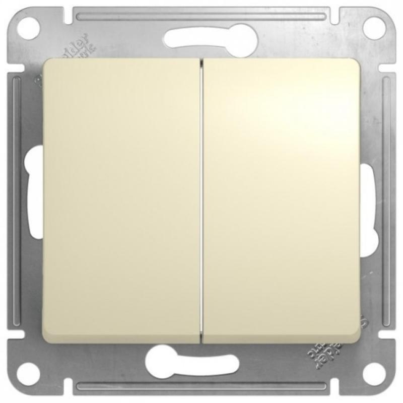 GLOSSA Переключатель проходной 2 клав бежевый 265 Schneider Electric